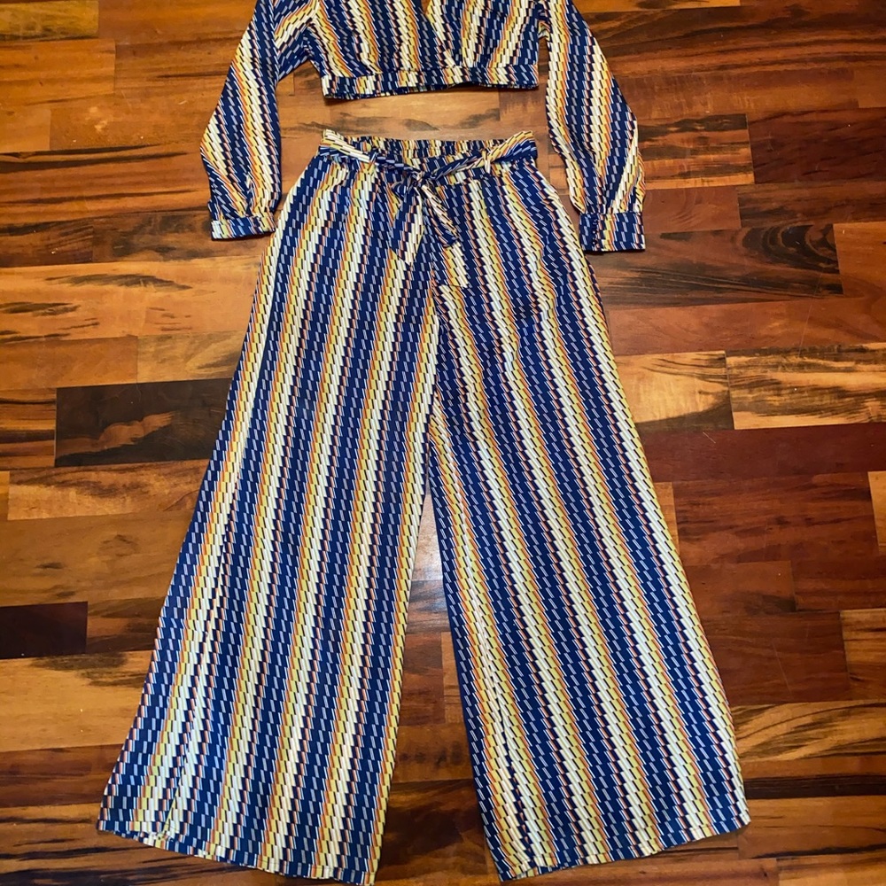 Two piece crop top and Groucho style pants